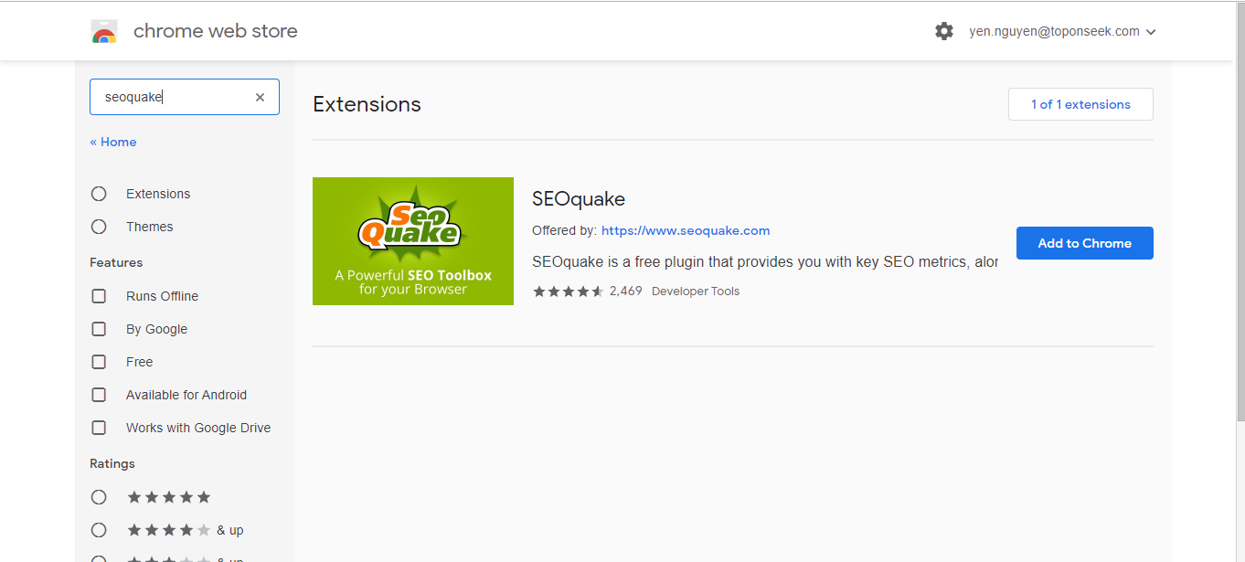 SEOquake Công cụ SEO tuyệt vời trên trình duyệt Chrome! | TopOnSeek